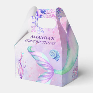 Cute Pink Mermaid 1st Birthday  Favour Box