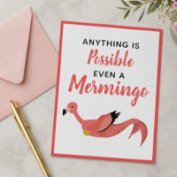 Cute Pink Mermaid Flamingo Inspirational Quote