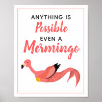 Cute Pink Mermaid Flamingo Inspirational Quote