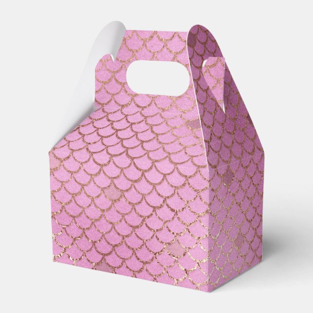 Cute Pink Mermaid Scales for a Birthday Party Favour Box (Back Side)