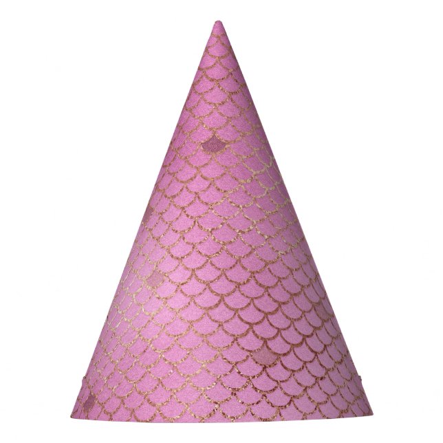 Cute Pink Mermaid Scales for a Birthday Party Party Hat (Front)