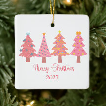 Cute Pink Merry Christmas Tree