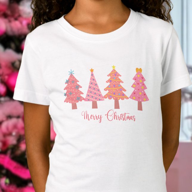 Cute Pink Merry Christmas Tree T-Shirt (Creator Uploaded)