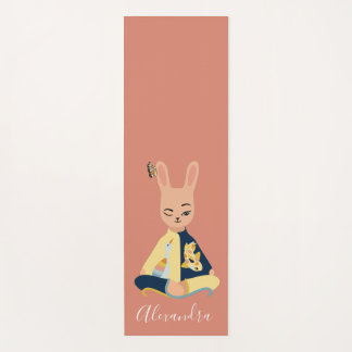 Cute Pink Mindfulness Bunny Rabbit Yogi Kids Yoga Mat