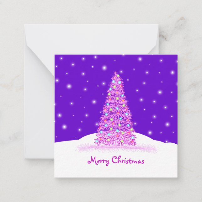 Cute Pink Mini Christmas Tree Card (Front)