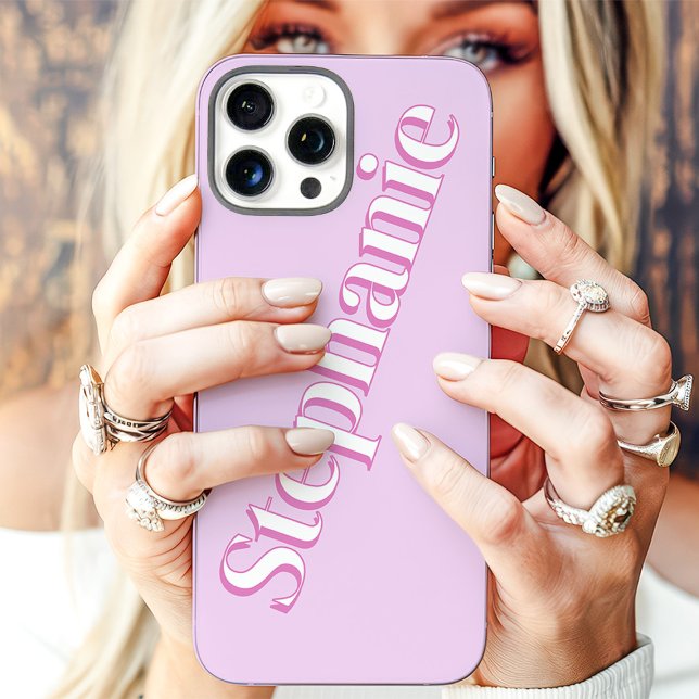 Cute Pink Minimalist Custom Name Case-Mate iPhone Case (Creator Uploaded)