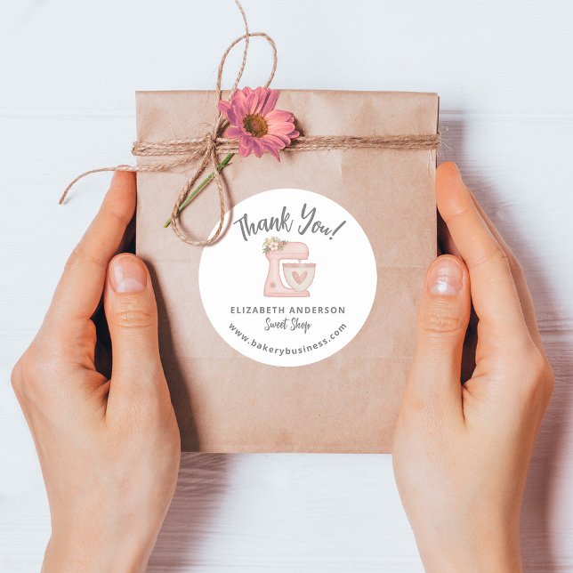 Cute Pink Mixer Bakery Business Thank you Sticker (Creator Uploaded)