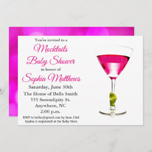 Cute Pink Mocktails Baby Shower Invitation