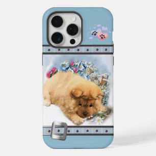Cute Pink Modern Chow Chow Puppy Dog Art iPhone 15 Pro Max Case