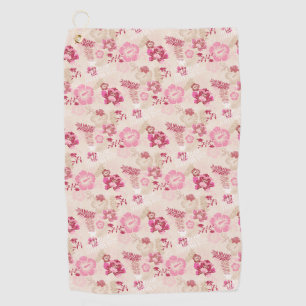 Cute pink modern flowers pattern golf towel