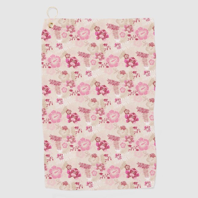 Cute pink modern flowers pattern golf towel (Front)