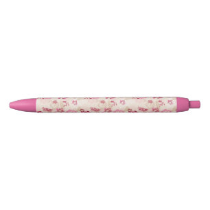 Cute pink modern flowers pattern High-Top sneakers Black Ink Pen