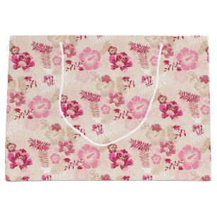 Cute pink modern flowers pattern High-Top sneakers Large Gift Bag