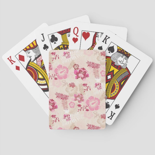 Cute pink modern flowers pattern High-Top sneakers Playing Cards (Back)