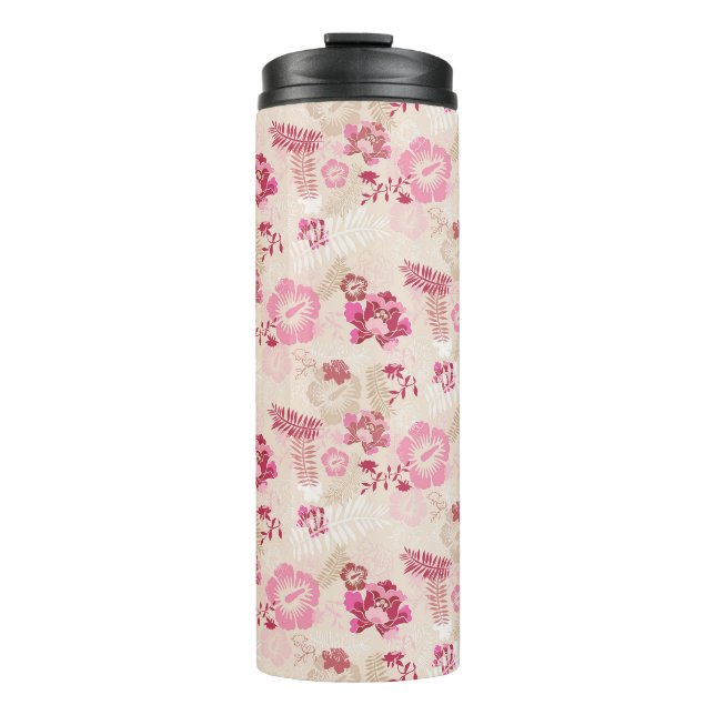 Cute pink modern flowers pattern High-Top sneakers Thermal Tumbler (Front)