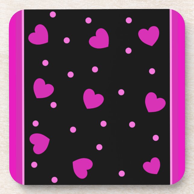 Cute pink modern trendy heart design coaster (Front)