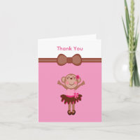Cute, Pink  Monkey in Tutu Girl Thank You