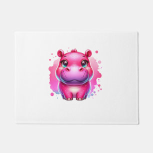 Cute Pink Moo Deng Long Sleeve T-Shirt Doormat