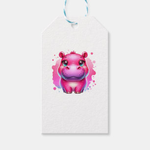 Cute Pink Moo Deng Long Sleeve T-Shirt Gift Tags