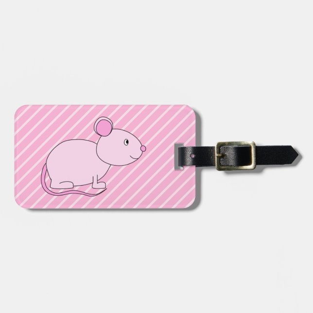Cute Pink Mouse. Luggage Tag (Front Horizontal)