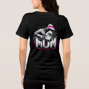 Cute Pink Mum Welder Striking An Arc Women's Tri-Blend Shirt