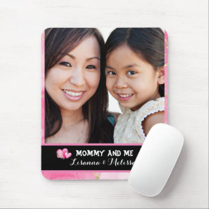 Cute Pink Mummy and Me Photo Mouse Pad