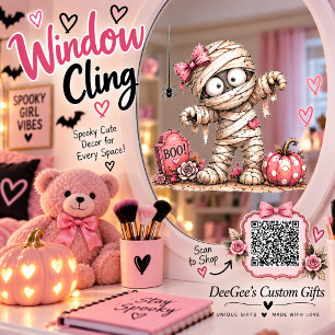Cute Pink Mummy Girl Window Cling