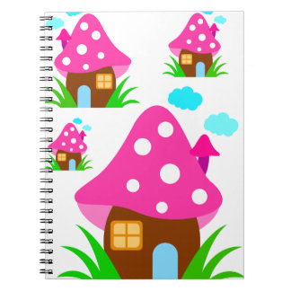 Cute Pink Mushroom House and Clouds Baby Blanket Notebook