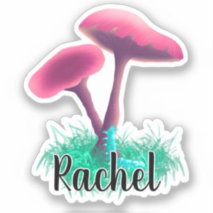 Cute Pink Mushroom Monogram Name