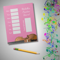 Cute Pink Musical Violin Lessons Practice Record