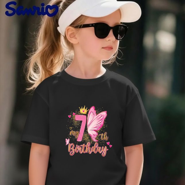 Cute Pink 'My 7th Birthday' Princess Gift Tee (Creator Uploaded)