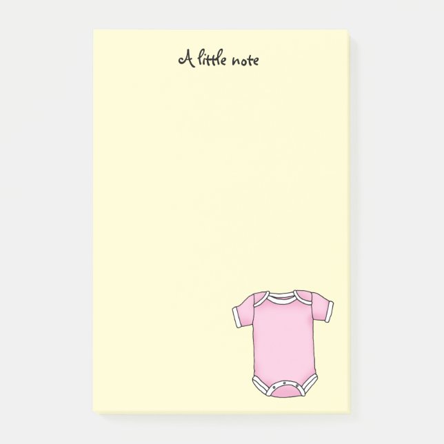 cute pink new baby girl cloth baby shower post-it notes (Front)