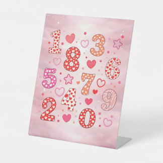 Cute Pink Numbers Maths Desk Art for Kids Pedestal Sign