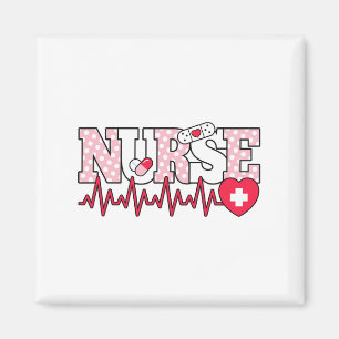Cute Pink Nurse Heartbeat Nursing Magnet