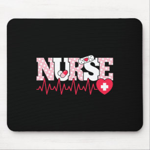 Cute Pink Nurse Heartbeat Nursing  Mouse Pad