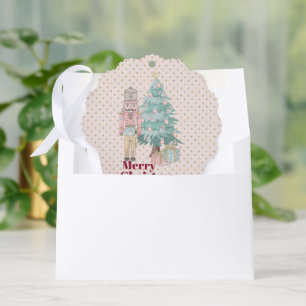 cute pink nutcracker  tree decoration card