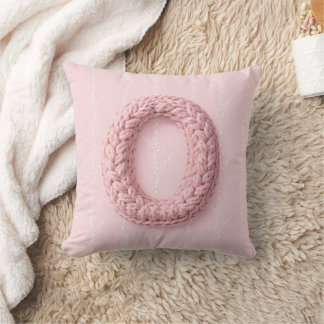 Cute pink O monogram initial crocheted letter boho Cushion
