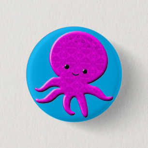 Cute Pink Octopus 3 Cm Round Badge