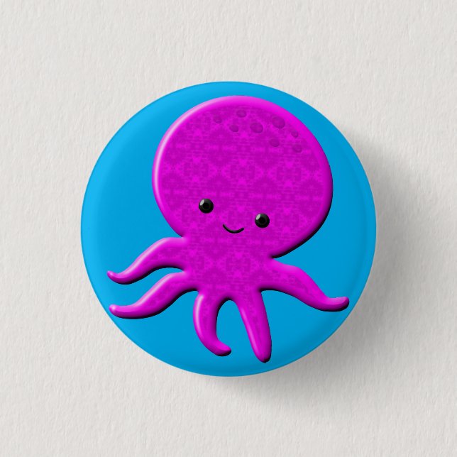Cute Pink Octopus 3 Cm Round Badge (Front)