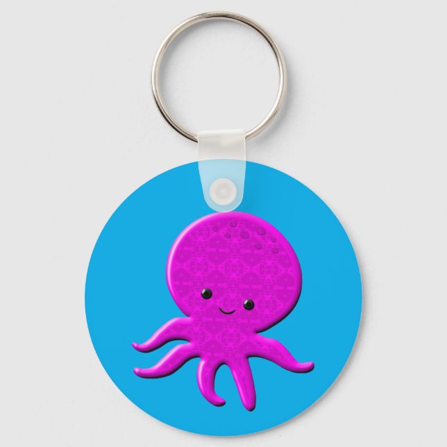 Cute Pink Octopus Key Ring (Front)