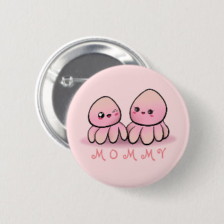 cute pink octopus mother 6 cm round badge