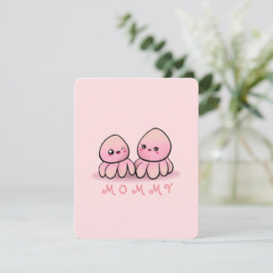cute pink octopus mother thank you card