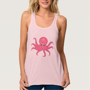Cute Pink Octopus Singlet