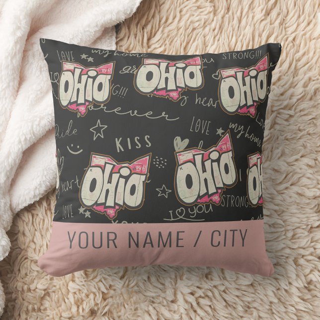 Cute pink Ohio love pattern decoration  Cushion (Creator Uploaded)