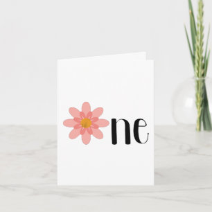 Cute Pink One Belly Flower 1st Birthday Card