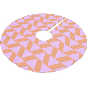 Cute Pink Orange Modern Geometric Triangle Pattern Brushed Polyester Tree Skirt