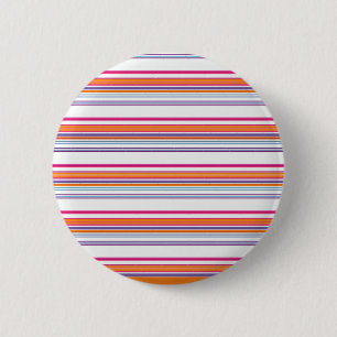 Cute pink orange stripes 6 cm round badge