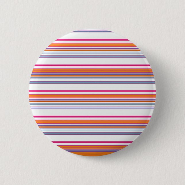 Cute pink orange stripes 6 cm round badge (Front)