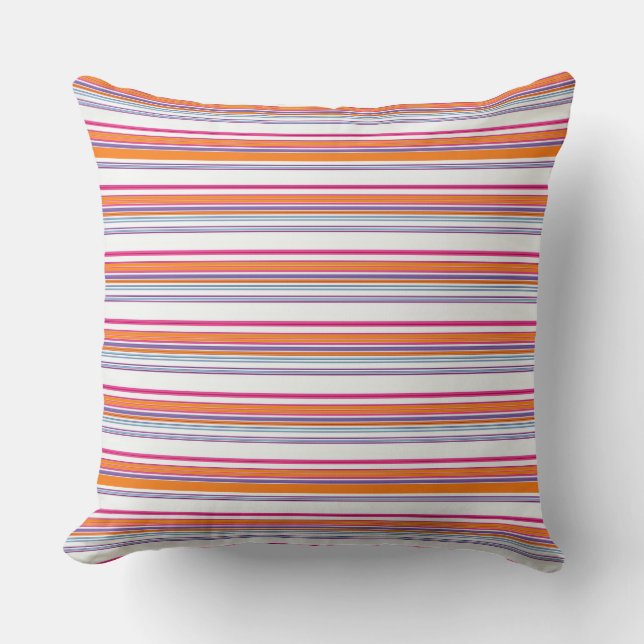 Cute pink orange stripes cushion (Front)