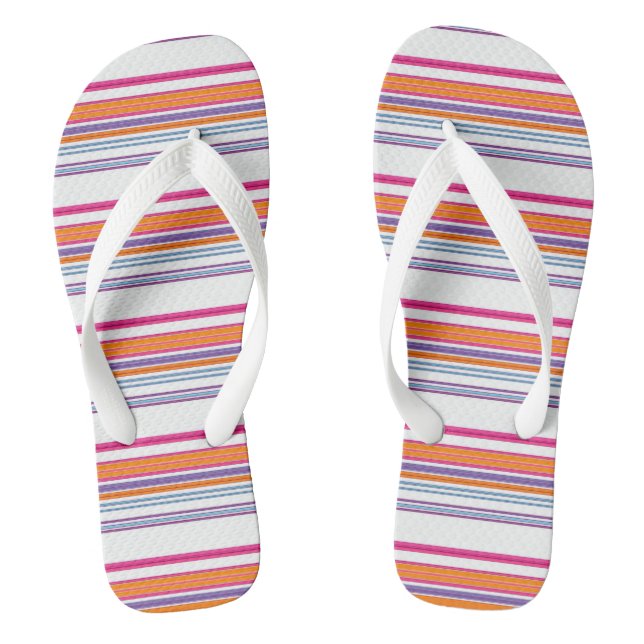 Cute pink orange stripes jandals (Footbed)